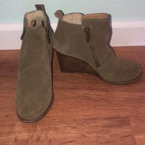 Lucky Brand suede wedge booties